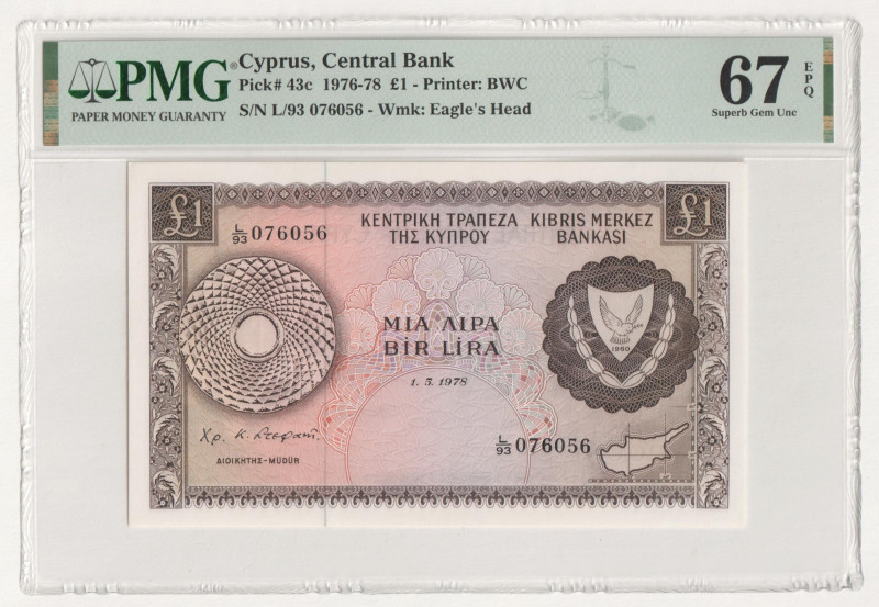 Cyprus 1 Pound 1978 PMG 67 EPQ Superb gem Unc

P# 43c, N# 229370; # L/93 07605...