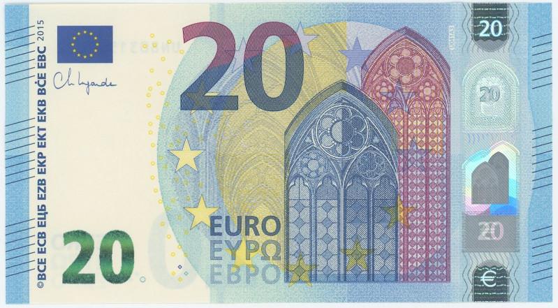 European Union France 20 Euro 2015

P# 22, N# 204877; # UN 8031589622; Signatu...