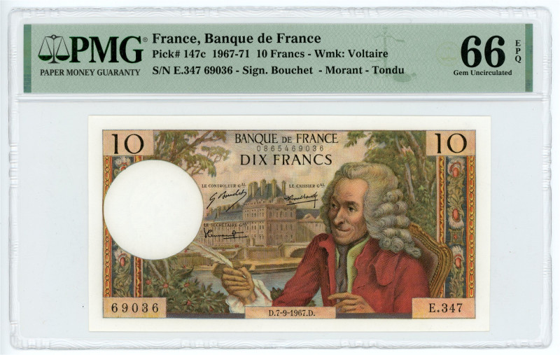 France 10 Francs 1967 PMG 66 EPQ Gem Uncirculated

P# 147c, N# 202853; # E.347...