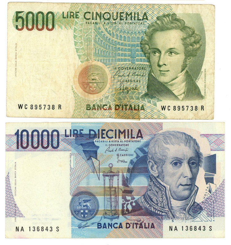 Italy 5000 and 10000 Lire 1985

P# 111, 112, N# 202451; N# 202730; XF