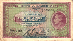 Malta 2 Shillings 6 Pence 1943