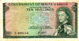 Malta 10 Shillings 1963