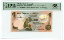 Malta 1 Lira 1967 (1979) (ND) PMG 65 EPQ Gem Uncirculated TOP POP