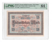 Memel 75 Marks 1922 PMG 64 Choice Uncirculated