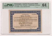 Montenegro 10 Perper 1917 PMG 64 Choice Uncirculated