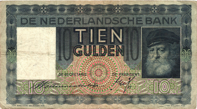 Netherlands 10 Gulden 1937

P# 49, N# 208555; # NO 043713; Wilhelmina; F+