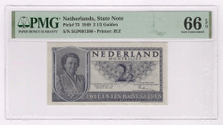 Netherlands 2 1/2 Gulden 1949 PMG 66 EPQ Gem Uncirculated