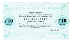 Netherlands Ship's Money 10 Guilders 1957