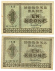 Norway 2 x 1 Krone 1949 -1950