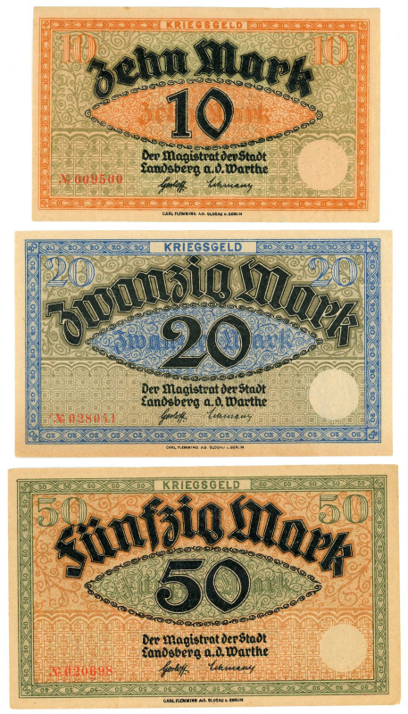 Poland Gorzow Wlkp / Landsberg 10 - 20 - 50 Mark 1918 Notgeld

# 009500 - 0280...