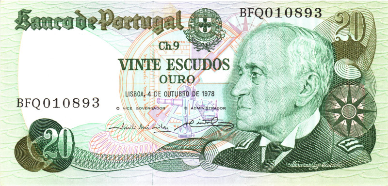 Portugal 20 Escudos 1978

P# 176b, N# 202243; # BFQ010893; UNC