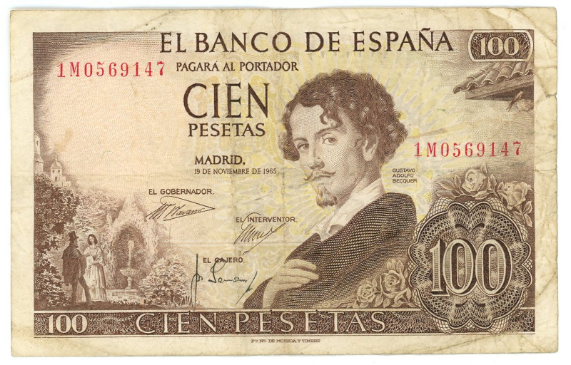 Spain 100 Pesetas 1965

P# 150a, N# 206642; # 1 M 0569147; VF