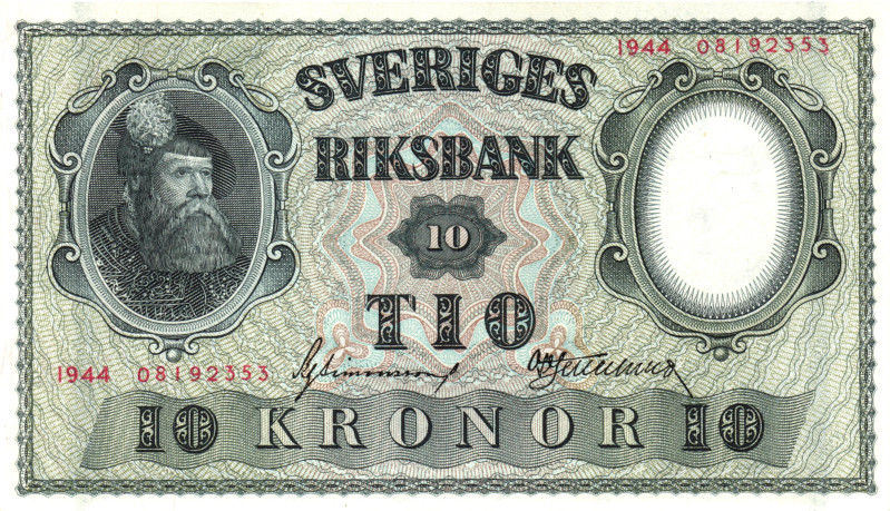 Sweden 10 Kronor 1944

P# 40e, N# 202131; # 08192353; UNC