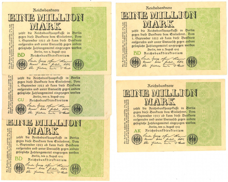 Germany - Weimar Republic 5 x 1000000 Mark 1923

P# 102, N# 202231; XF/AUNC-