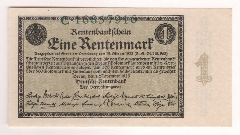 Germany - Weimar Republic 1 Rentenmark 1923

P# 161, N#225600; # C16857910; AU...