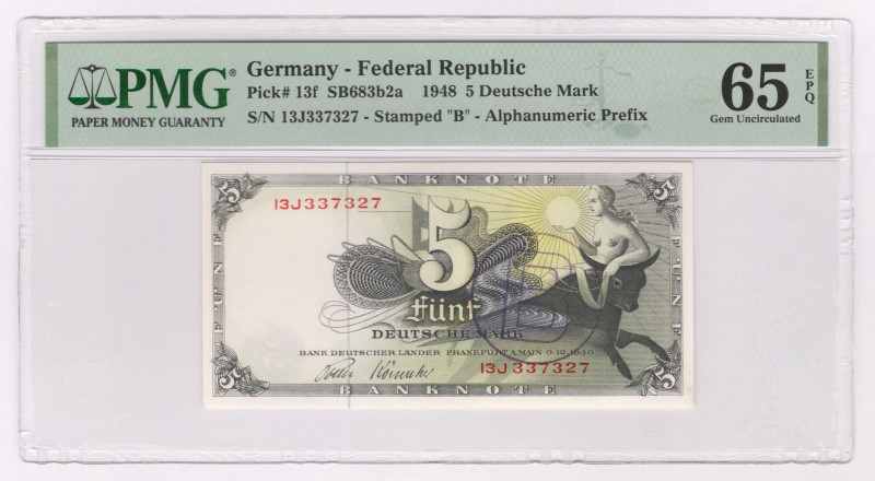 Germany - FRG 5 Mark 1948 PMG 65 EPQ Gem Uncircuilated Top Pop

P# 13f, N#2091...