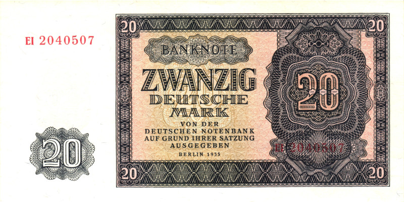 Germany - DDR 20 Mark 1948

P# 13, N# 207659; # EI 2040507; UNC