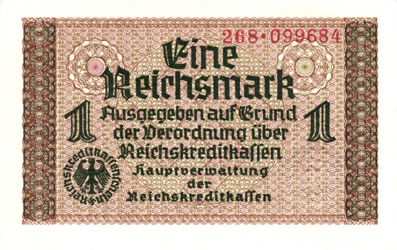 Germany - Third Reich 1 Rechsmark 1940

P# R136, N# 207449; # 268.099684; UNC