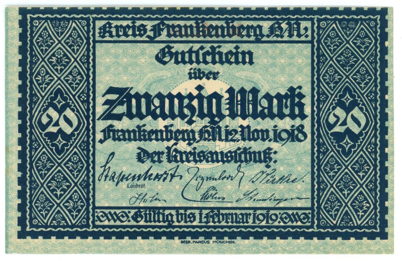 Germany - Empire Frankenberg 20 Mark 1918

# 16119; XF