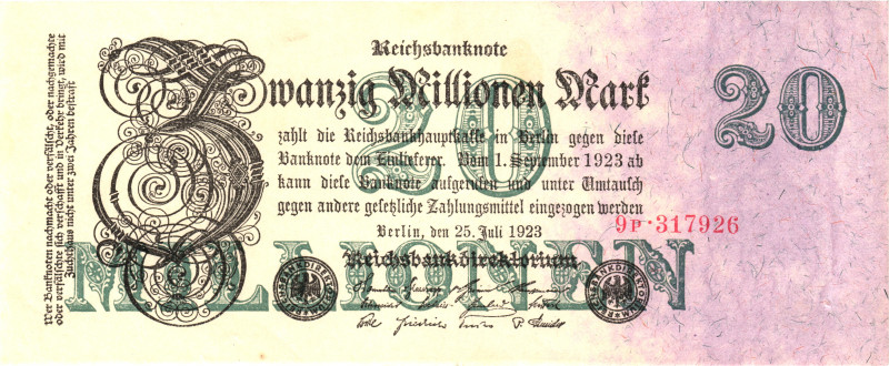 Germany - Weimar Republic Berlin 20 Milion Mark 1923

# 9p 317926; UNC