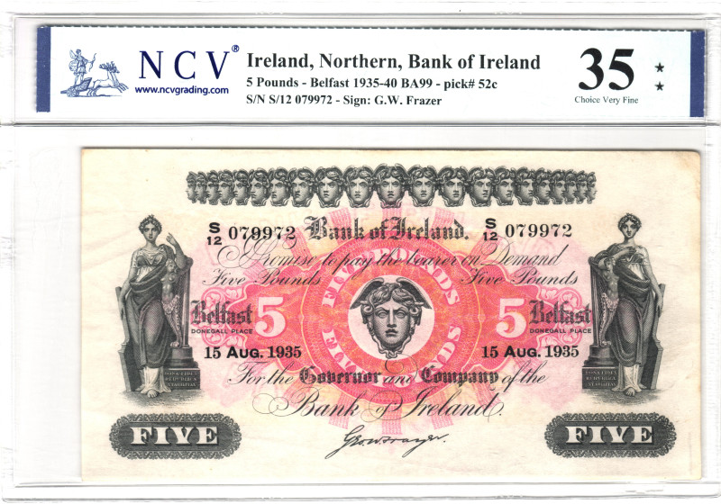 Northern Ireland 5 Pounds 1935 NCV 35 Choice Very Fine

P# 52c, N# 222328; # s...