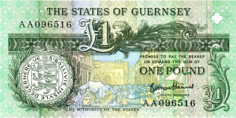 Guernsey 1 Pound 1991 - 2016 (ND)

P# 52d, N# 209965; # AA 096516; UNC