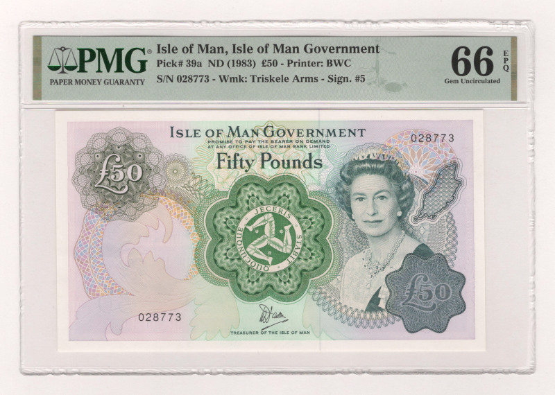 Isle of Man 50 Pounds 1983 (ND) PMG 66 EPQ

P# 39a, N#229112; # 028773; UNC