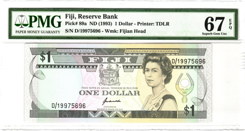 Fiji 1 Dollar 1993 (ND) PMG 67 EPQ Superb Gem Unc

P# 89a, N# 214802; # D/1997...