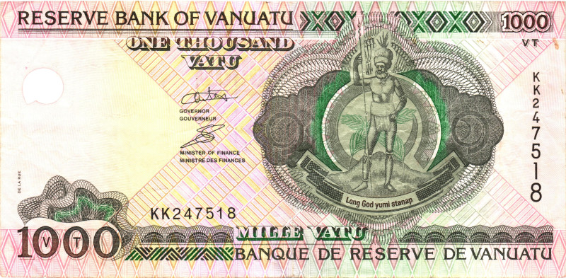 Vanuatu 1000 Vatu 2006

P# 10, N# 219530; # KK247518; VF-