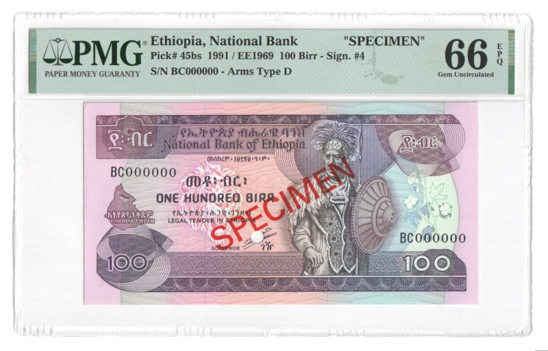 Ethiopia 100 Birr 1991 Specimen PMG 66 EPQ

P# 45bs, N# 234511; # BC000000; UN...