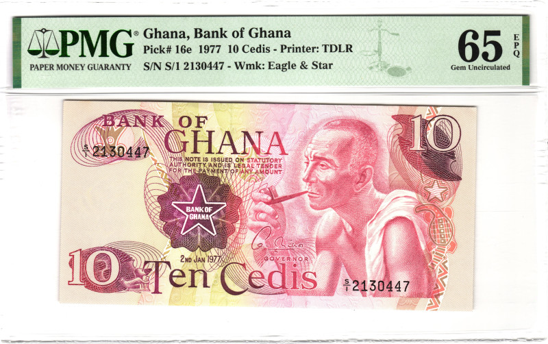 Ghana 10 Cedis 1977 PMG 65 EPQ Gem Uncircuilated Gem Uncirculated

P# 16e, N# ...