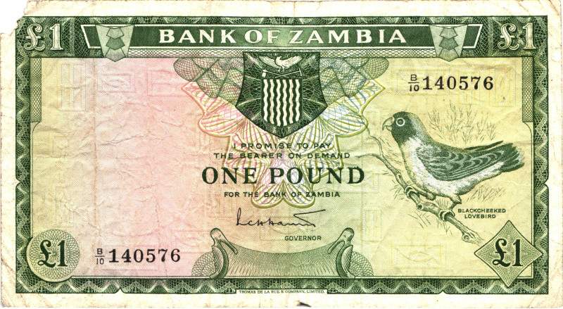 Zambia 1 Pound 1964 (ND)

P# 2, N# 290081; # B/10 140576; F-