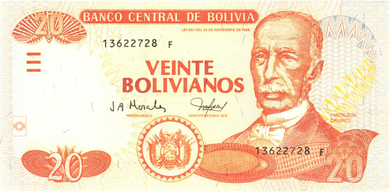 Bolivia 20 Bolivianos 1986

P# 205c, N# 205891; # 13622728 F; UNC