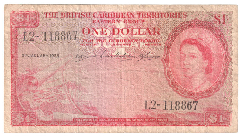 British Caribbean Territories 1 Dollar 1955

Р# 7b, N# 223002; # L2-118867; F