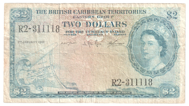 British Caribbean Territories 2 Dollars 1961

Р# 8с, N# 248382; # R2-311118; F...