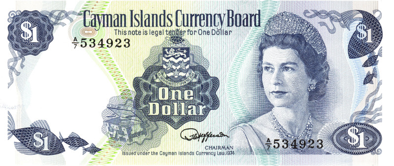 Cayman Islands 1 Dollar 1974

P# 5, N# 205167; # A/7 534923; UNC