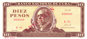 Cuba 10 Pesos 1967 Specimen