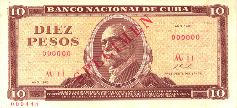 Cuba 10 Pesos 1970 Specimen

P# 104as, N# 205104; # M11 000000; AUNC