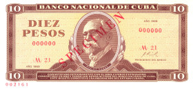 Cuba 10 Pesos 1969 Specimen