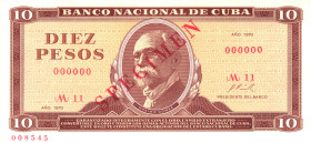 Cuba 10 Pesos 1970 Specimen