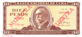 Cuba 10 Pesos 1987 Double Muestra