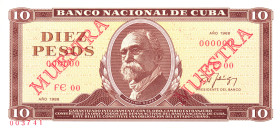 Cuba 10 Pesos 1988 Double Muestra