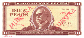 Cuba 10 Pesos 1989 Double Muestra