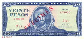 Cuba 20 Pesos 1971 Specimen