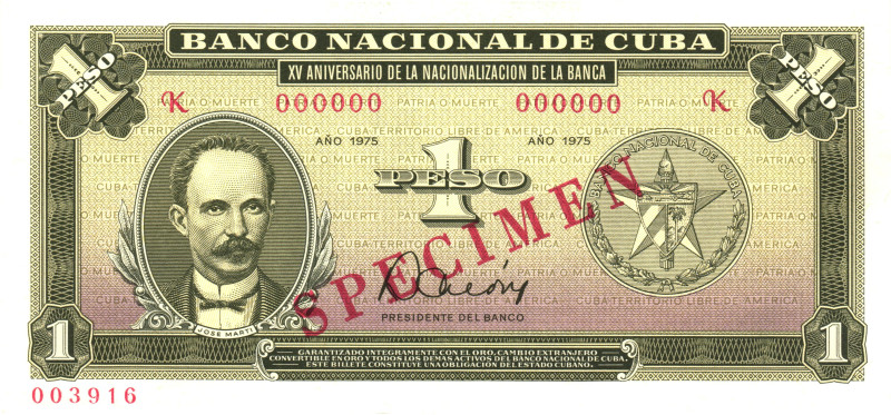 Cuba 1 Peso 1975 Rare Specimen

P# 106s, N# 219383; UNC