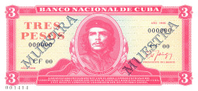 Cuba 3 Pesos 1986 Double Muestra