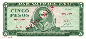 Cuba 5 Pesos 1968 Specimen