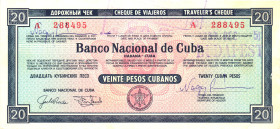 Cuba Travel Cheque 20 Pesos 1981