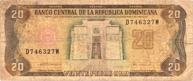 Dominican Republic 20 Pesos Oro 1990

P# 133, N# 207942; # D746327W; VF