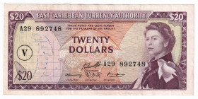 East Caribbean States St. Vincent 20 Dollars 1965 (ND)